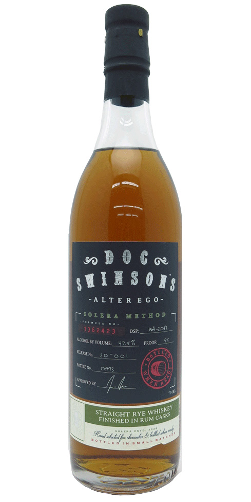 Doc Swinson's Alter Ego Solera Cask Rye Whiskey 