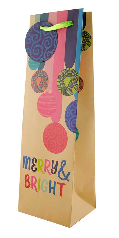 Merry & Bright Ornaments Wine Bag