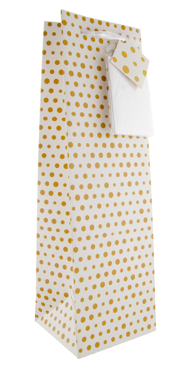 White w/ Gold Polka Dots Gift Bag
